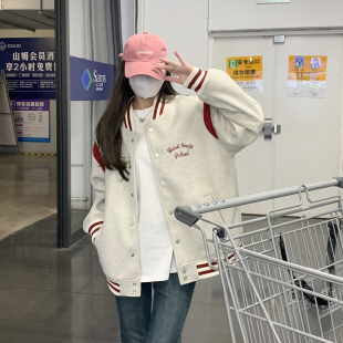 春季棒球服外套女2024立领新款小个子美式宽松休闲学生夹克上衣潮