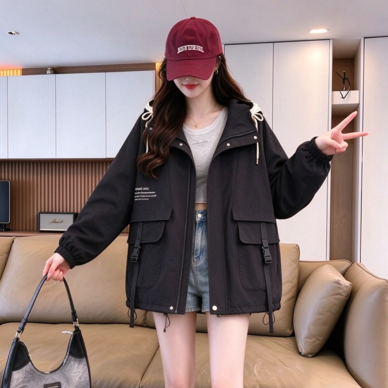 大码工装冲锋衣外套女百搭夹克服