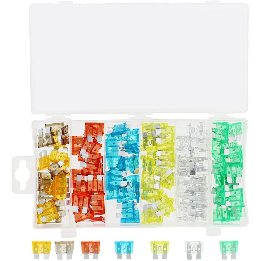 跨境供应120pcs汽车保险片5-30A+保险夹盒装插片式中号保险丝套装