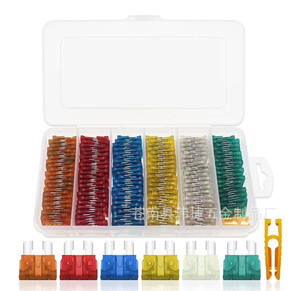 跨境供应200pcs汽车保险片5-30A+保险夹盒装插片式中号保险丝套装