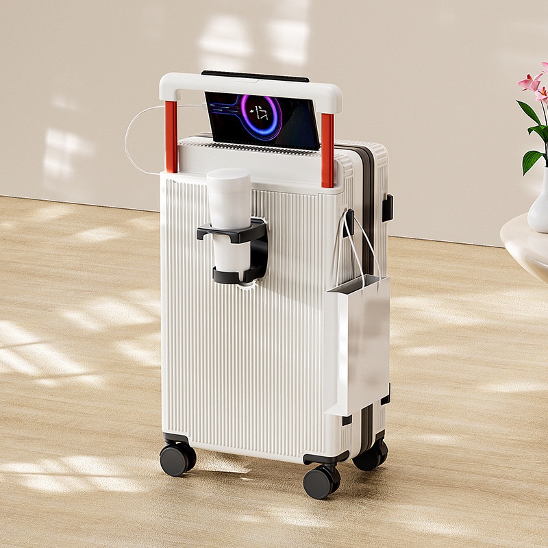 多功能跨境宽拉杆行李箱结实耐磨静音万向轮杯架20寸大容量旅行箱