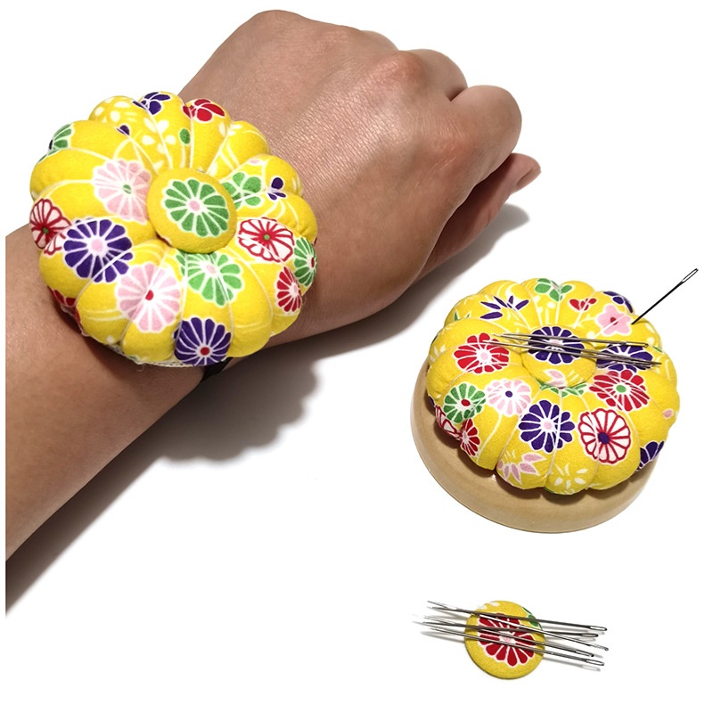 跨境南瓜型吸针器实木底针插包多功能针扎手腕针垫磁力插针吸E895