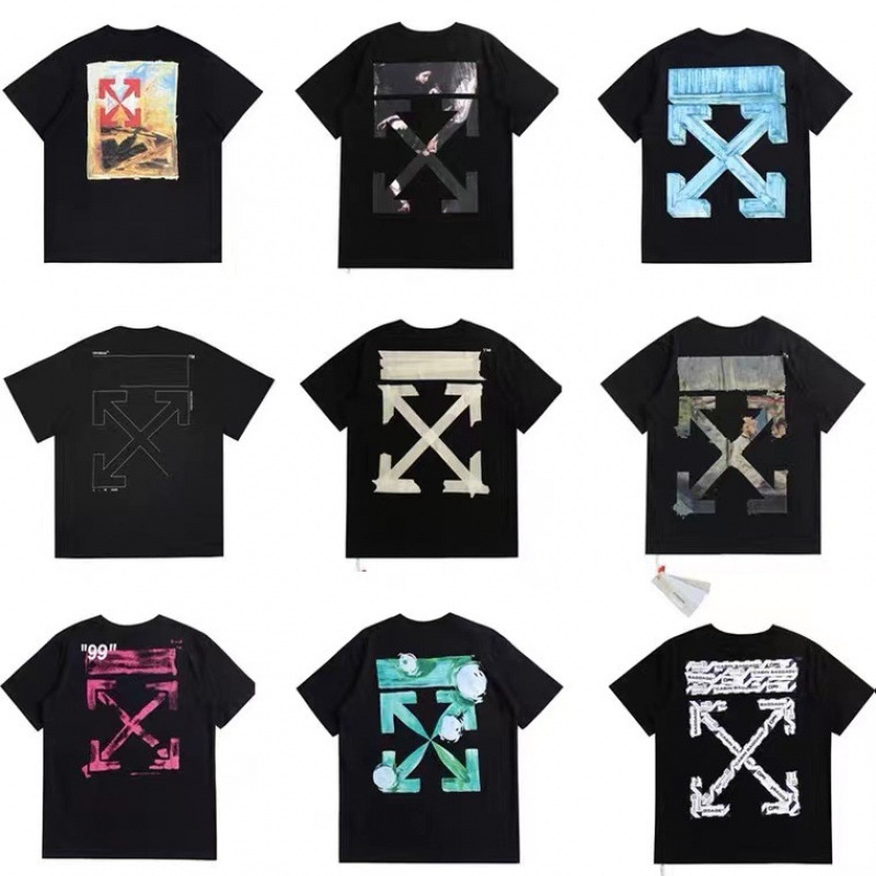 过验版OFF胶带箭头印花OW短袖男宽松青少年欧美圆领WHITET恤女