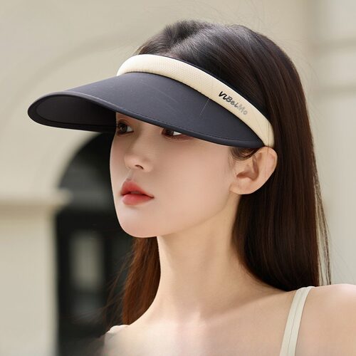 韩系拼色发箍式防晒帽显脸小