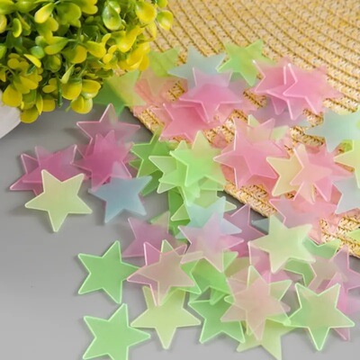 Night light 3D small stars 3cm 100 wall stickers decorativ