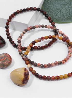 4MM stretch natural stone bead bracelet three piece set