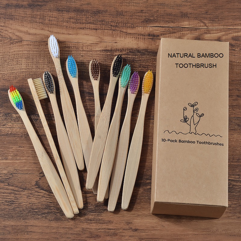 New design mixed color bamboo toothbrush Eco Friendly woode