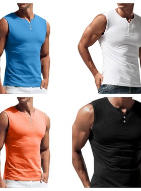Men's sleeveless T-shirt casual short-sleeved T-shirt vest