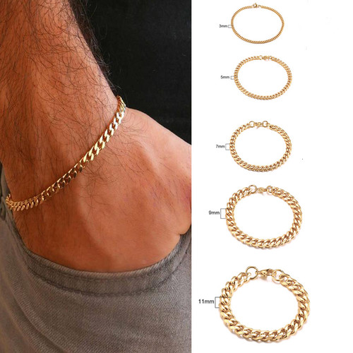 Men's Bracelet Curb Cuban Link Chain Stainless Steel Mens W
