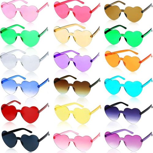 Frameless heart-shaped peach heart connected sunglasses