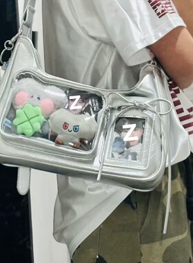 Y2K Cute Bow Ita Bag Girl Transparent Messenger Bag