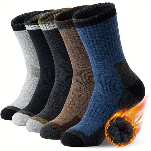 Men's warm cashmere socks with added fleece, high tube long