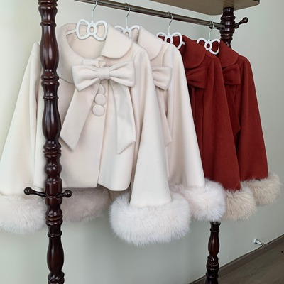 *现货*格林城堡原创【小绒绒】短款蝴蝶结外套大毛圈袖口娃娃领