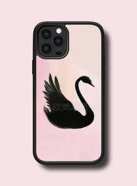 欧美风WF新款黑天鹅粉红色系超甜美少女心苹果16pro手机壳适用iPhone15plus/14promax防摔保护套13/12/11