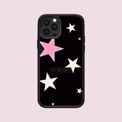 白粉色五星tpu防摔苹果小众15pro