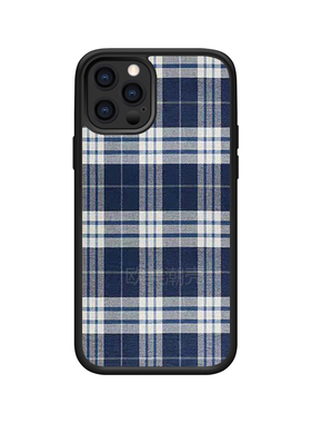iPhone16Pro欧美ins风15新款蓝色复古格纹14plus适用苹果13pro/12/11/xsmax手机壳x