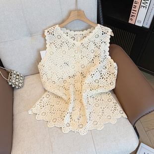 蕾丝背心马甲女外穿春2026新款 胖mm镂空叠穿无0320r 洋气时髦大码