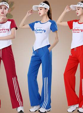 2026新款广场舞服装团队演出鬼步舞夏季短袖长裤套装休闲运动