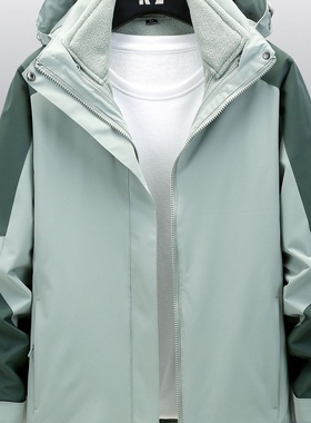 2025新款户外冲锋衣女两件套三合一可拆卸加绒加厚登山服男潮