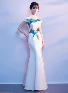 2025新款中国风合唱团演出服秋季新品声乐比赛礼服裙指挥主持