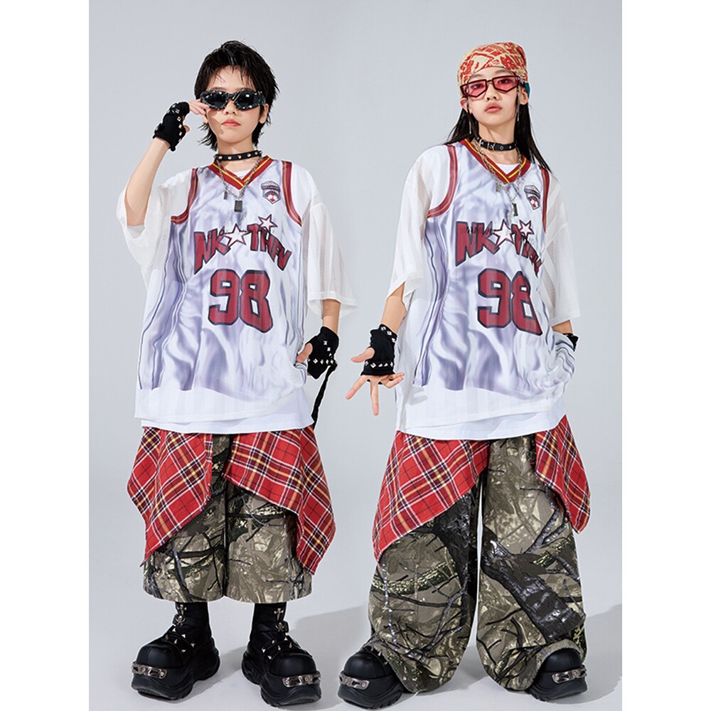 2026新款街舞儿童潮服男童嘻哈迷彩短裤酷帅套装少儿架子鼓hip