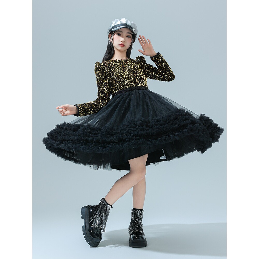 2026新款爵士舞演出服装女童舞台走秀儿童高定礼服裙子女孩公主裙