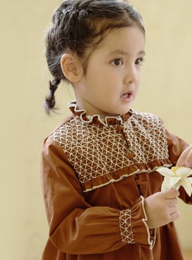 2025新款女童立领打揽外套纯棉秋冬风衣中长款A版英伦长袖1