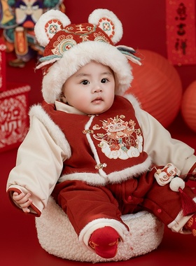 2025新款冬款新品儿童宝宝婴儿新年周岁爬服中国风男女宝加厚