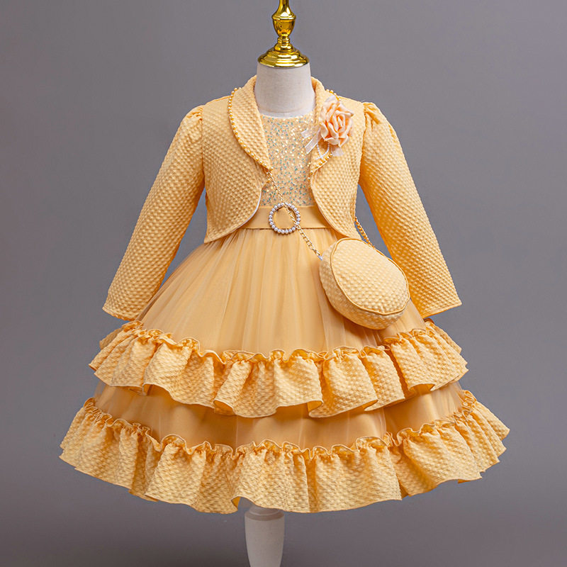 2026新款套裙儿童礼服蓬蓬纱亮片公主裙女童六一演出连衣裙kid