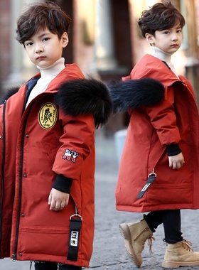 2025新款儿童羽绒服男童中长款洋气童装中大童加厚外套白鸭绒