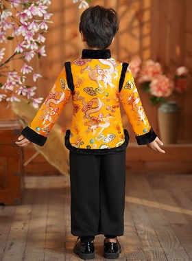 2025新款男童唐装龙年拜年服套装秋冬男孩演出服中国风汉服国