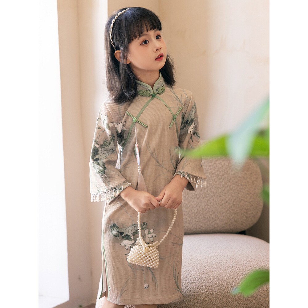 2026新款儿童旗袍裙女童小学生中国风改良复古女孩春秋长袖女