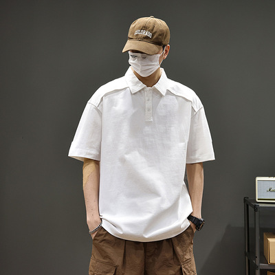 森芭迪280g重磅男装夏季短袖polo衫男新款宽松纯棉休闲半袖T恤上