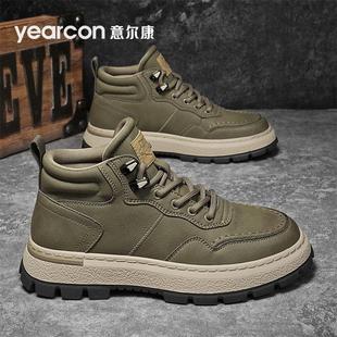 春秋季 爆款 意尔康马丁靴男士 2025新款 英伦风工装 皮靴厚底高帮板鞋