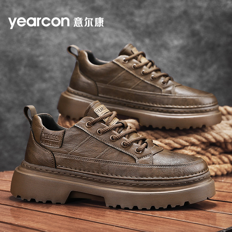 意尔康休闲皮鞋男低帮马丁靴爆款
