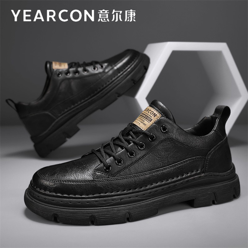 意尔康皮鞋男鞋春秋季2026新款英伦风低帮马丁靴男士休闲工装鞋子