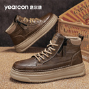 2025新款 男士 冬季 高帮休闲板鞋 马丁靴高级感 加绒棉爆款 意尔康男鞋