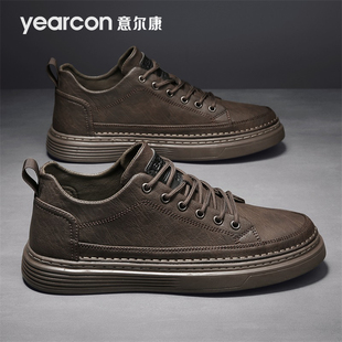 意尔康板鞋男鞋春秋冬季2026新款加绒棉爆款百搭商务男士休闲皮鞋