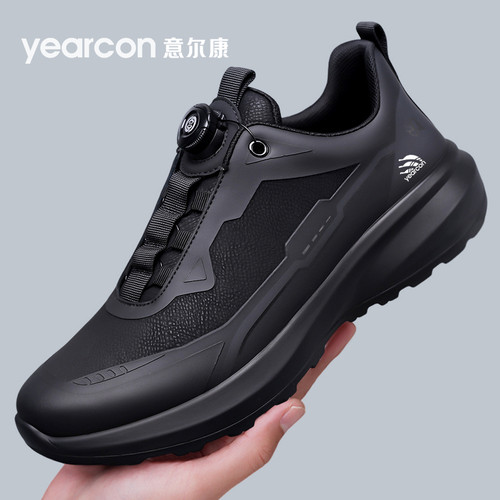 意尔康运动鞋男士全黑软底公务鞋