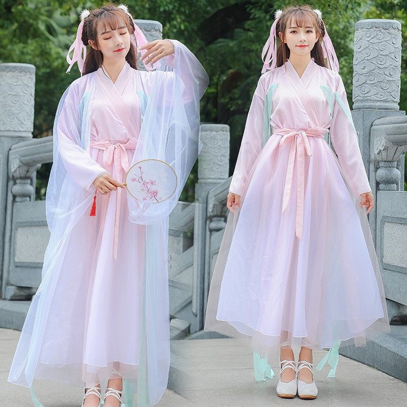 汉服舞蹈服三生三世白浅古装日常仙女装中国风齐腰古典飘逸演出服
