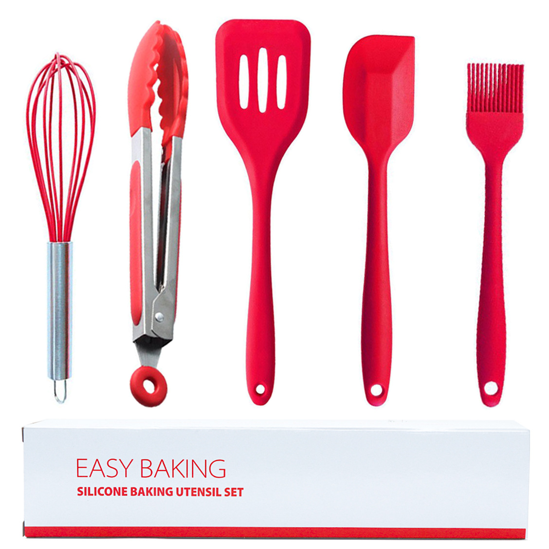 烘培工具 5件套装厨房用具硅胶漏铲食物烧烤夹硅胶刮刀蛋糕用具