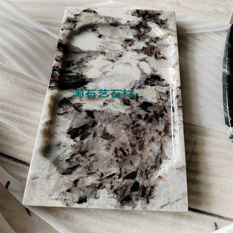 小托盆摆件玄关桌茶台茶几墙面地面深啡小边几台面大理石材