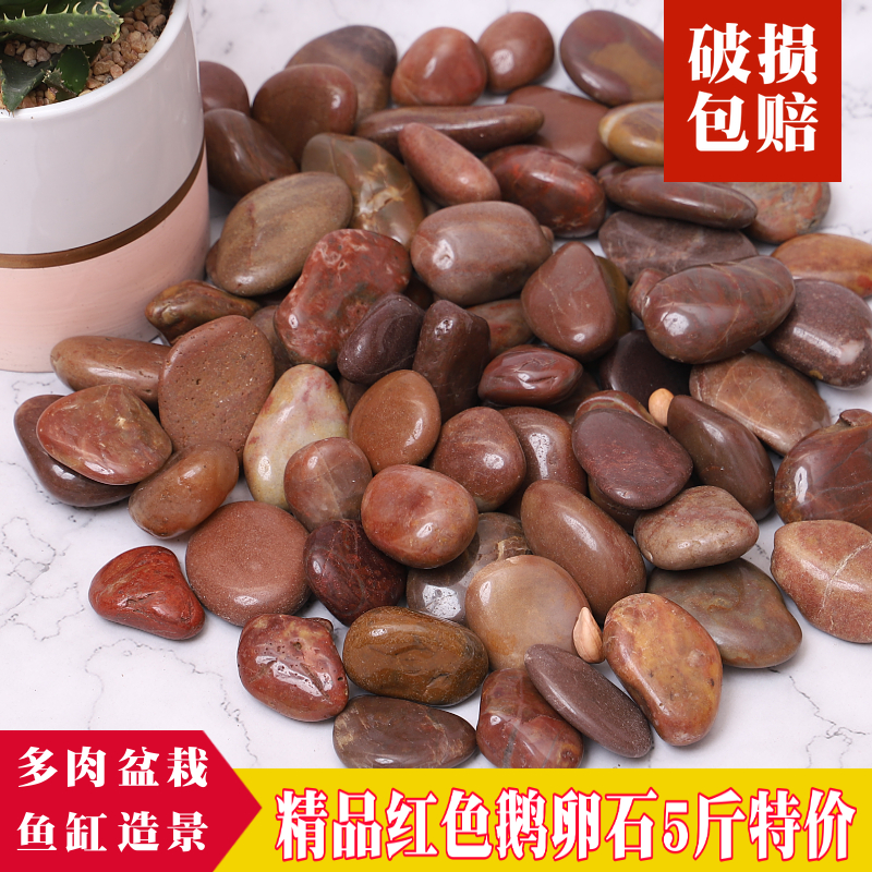 天然雨花石庭院原石五彩色园林装饰鱼缸花盆石头小石子红色鹅卵石