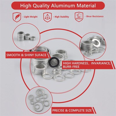 600PCS 盒装 18种尺寸汽车排水塞垫片,铝平垫圈组合套件