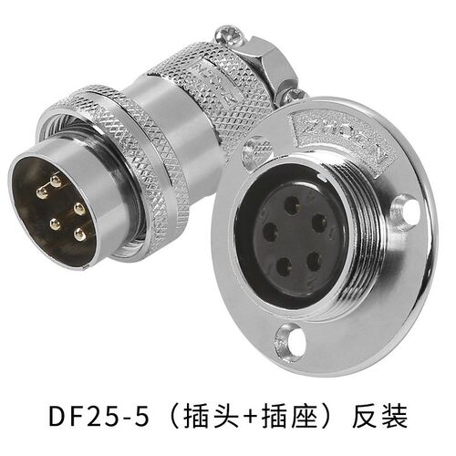 航空插头插座25MDF25-4/5P6针7芯反装圆盘法兰电连接器接插件