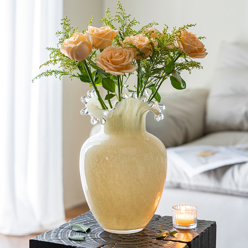 ins風(fēng)網(wǎng)紅花瓶擺件干花裝飾品餐桌家居中古奶油花器鮮花水養(yǎng)玫瑰