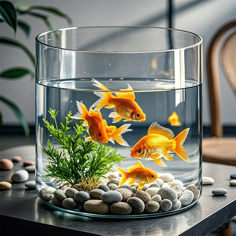 透明防摔鱼缸桌面客厅小型仿玻璃塑料金鱼缸圆形圆柱形亚克力超白
