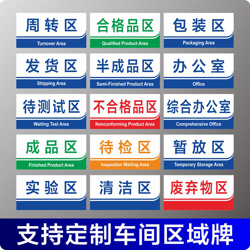 工厂车间仓库标识牌分区分类牌成品区检验区出货区不合格不良品区验厂区域划分标志标示牌 文具电教/文化用品/商务用品 标志牌/提示牌/付款码 原图主图