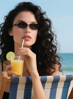 Cyxus猫眼墨镜女欧美复古明星同款椭圆小框高级防紫外线太阳眼镜