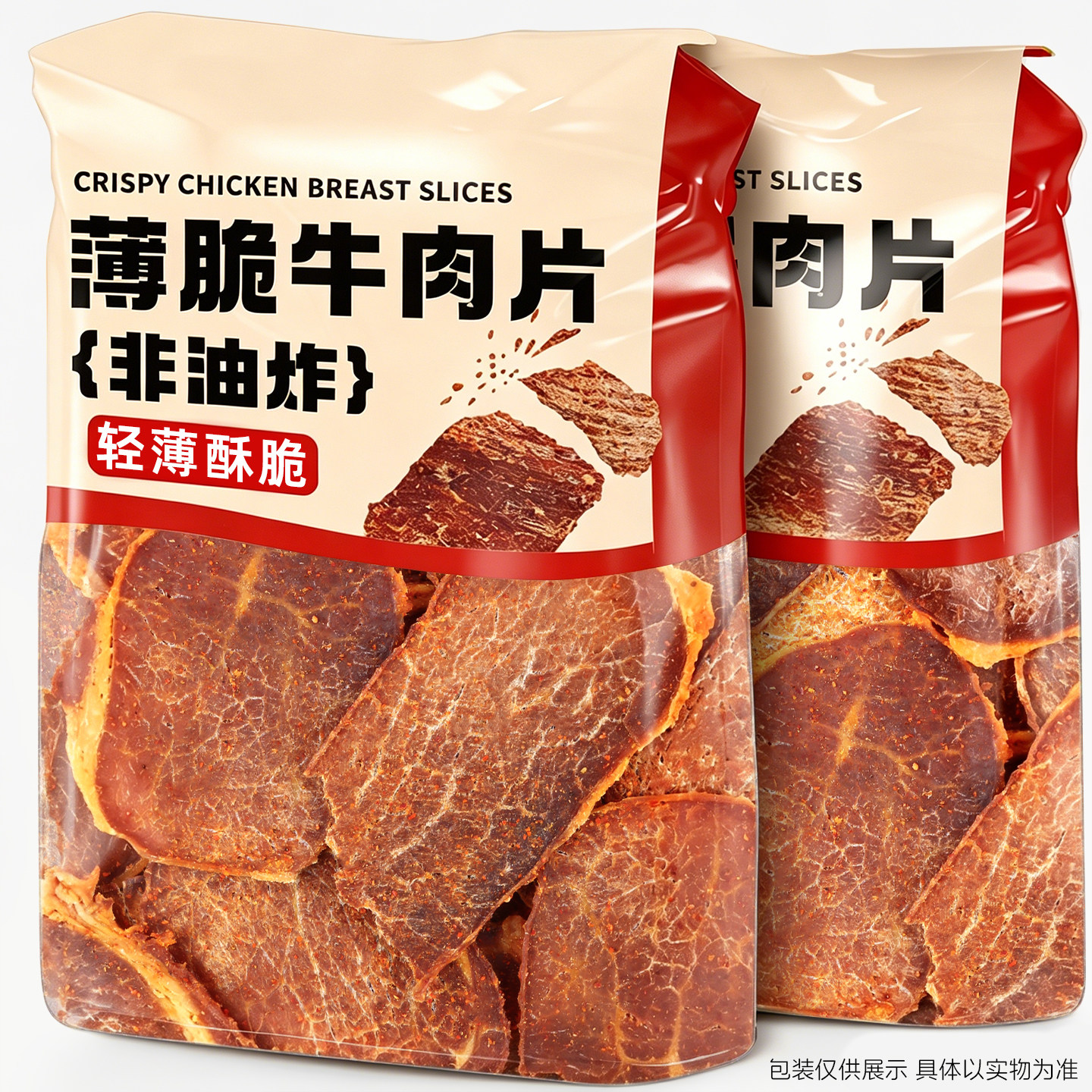 高蛋白非油炸风干薄脆牛肉片图片